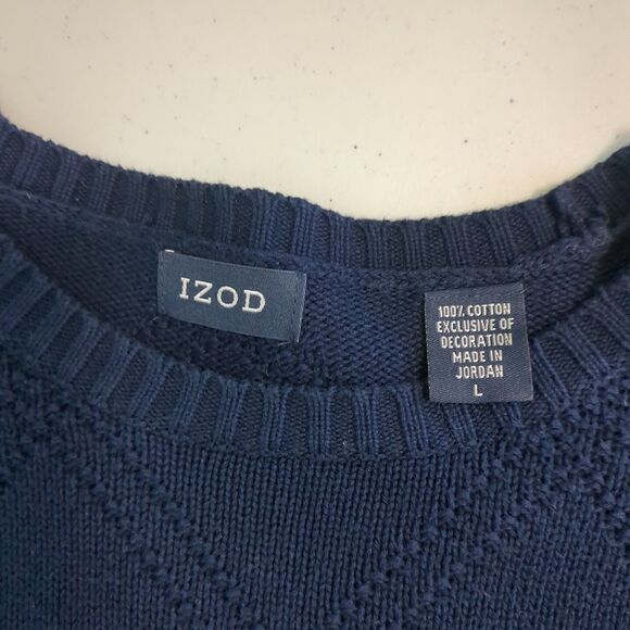 Izod Blue Crew Neck Sweater Men’s large cotton dad core grandpa classic preppy t - Picture 5 of 5